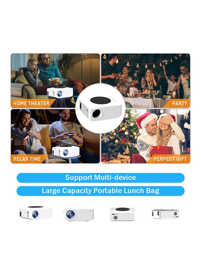 Wownect - Mini Wifi 1500 Lumens/Screen Size Upto 100Inch For Kids/Small Room Native Res 800X480P Wireless Screen Mirroring Home Theater Portable Video Projectors With Hdmi/Usb/Av PROJ-WO-71-W White - Image 1