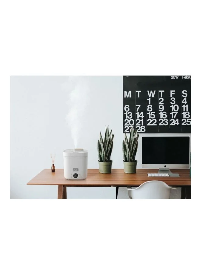 BLACK+DECKER Digital Humidifier, Capacity for Large Rooms up to 40m2, Touch Control, LED Display, Warm Mist, Auto Shutoff, Easy Clean Square Tank, Modern Wooden Finish, HM4250-B5 White