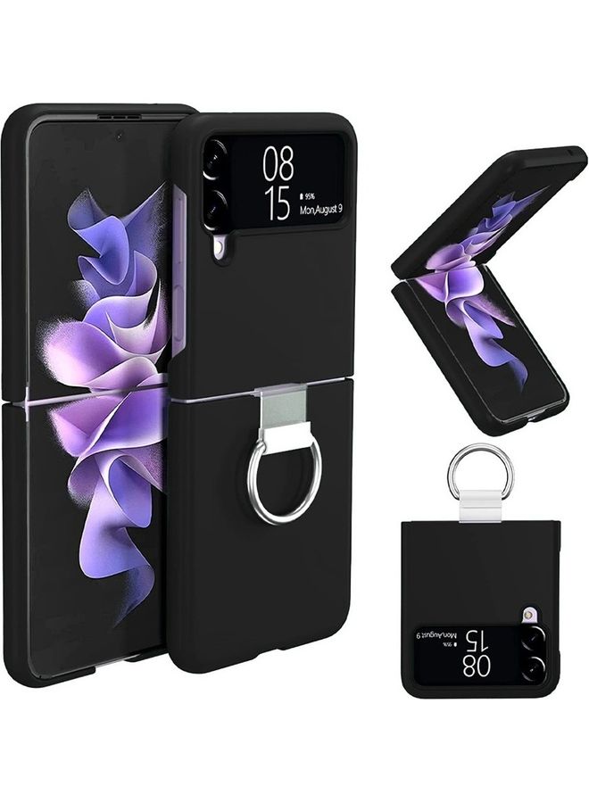 MARGOUN Samsung Galaxy Z Flip 4 Case with Ring Holder Metal Finger Grip Bracket Folding Cover Compatible with Galaxy Z Flip4 6.7 inch Black - Image 2