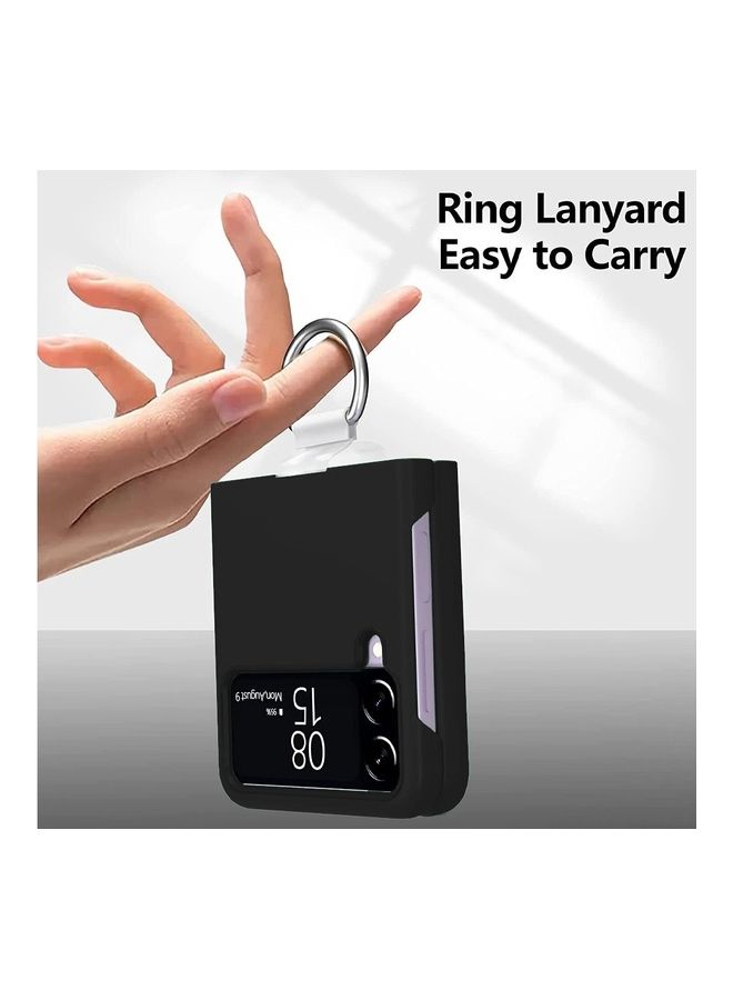 MARGOUN Samsung Galaxy Z Flip 4 Case with Ring Holder Metal Finger Grip Bracket Folding Cover Compatible with Galaxy Z Flip4 6.7 inch Black - Image 3