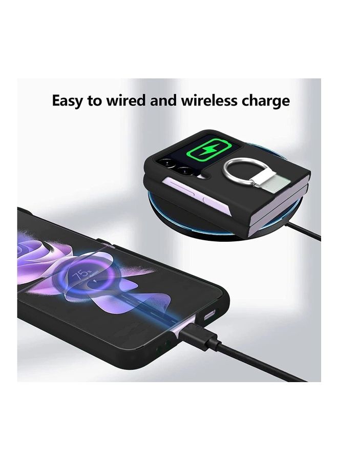 MARGOUN Samsung Galaxy Z Flip 4 Case with Ring Holder Metal Finger Grip Bracket Folding Cover Compatible with Galaxy Z Flip4 6.7 inch Black - Image 4