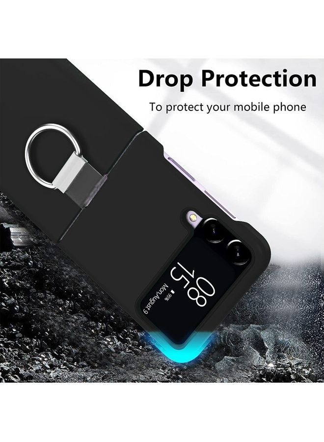MARGOUN Samsung Galaxy Z Flip 4 Case with Ring Holder Metal Finger Grip Bracket Folding Cover Compatible with Galaxy Z Flip4 6.7 inch Black - Image 5
