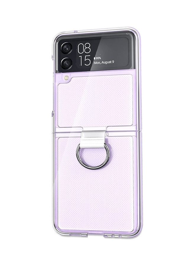 MARGOUN - Samsung Galaxy Z Flip 4 Case with Ring Holder Metal Finger Grip Bracket Folding Cover Compatible with Galaxy Z Flip4 6.7 inch Clear - Image 1