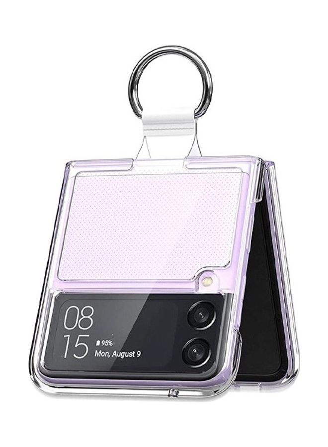 MARGOUN - Samsung Galaxy Z Flip 4 Case with Ring Holder Metal Finger Grip Bracket Folding Cover Compatible with Galaxy Z Flip4 6.7 inch Clear - Image 1