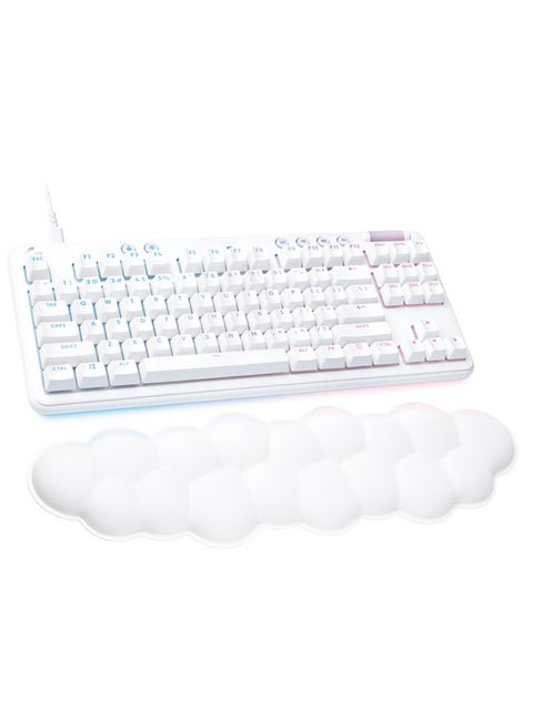 G713 Wired Mechanical Gaming Keyboard, With Lightsync RGB Lighting, Tactile Switches (GX Brown), Palm Rest, 87 Key Tenkeyless, Detachable Cable, English Layout, White Mist | 920-010422