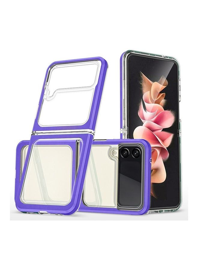 MARGOUN Samsung Galaxy Z Flip 4 Case Clear Hybrid Shockproof Soft TPU Cover with Anti-Drop Hard PC Bumper 6.7 inch Purple - Image 1