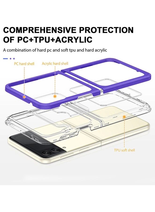 MARGOUN Samsung Galaxy Z Flip 4 Case Clear Hybrid Shockproof Soft TPU Cover with Anti-Drop Hard PC Bumper 6.7 inch Purple - Image 2