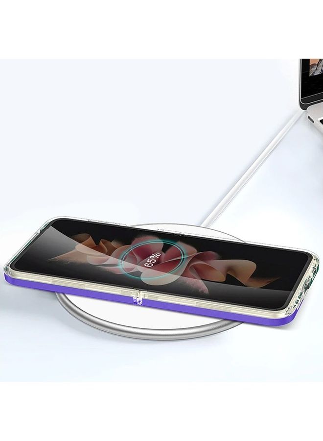 MARGOUN Samsung Galaxy Z Flip 4 Case Clear Hybrid Shockproof Soft TPU Cover with Anti-Drop Hard PC Bumper 6.7 inch Purple - Image 3