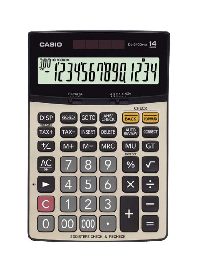 كاسيو آلة حاسبة أساسية DJ-240D بلس بشاشة سعة 14رقماً رمادي / أسود / أحمر - Image 1