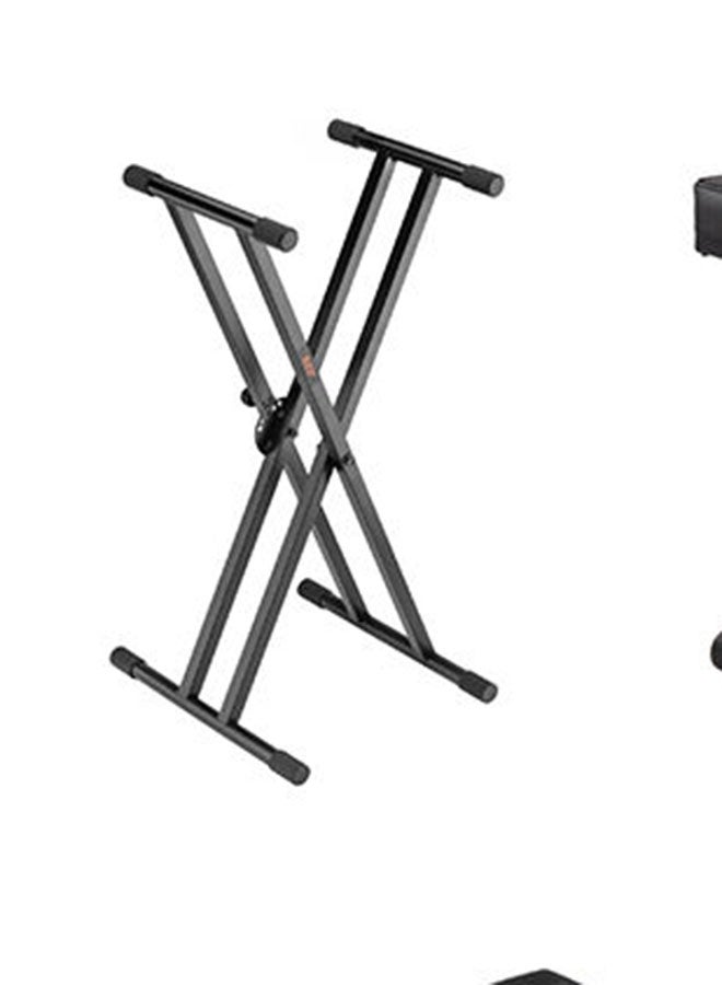 Megarya - Double X Keyboard Stand With Piano Bench And Sustain Pedal - Image 1