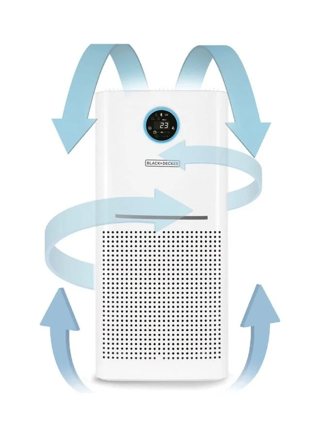 BLACK+DECKER Air Purifier High Performance For Rooms Size Upto 60m² Removes House Dust/Aerosols And Uncomfortable Smell AP3560-B5 White/Black