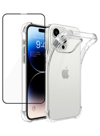 2Pack for iPhone 14 Pro Max Clear Case and Screen Protector 360 Degree Front and Back Protection Shockproof Soft TPU with Anti-Scratch Tempered Glass 6.7 inch Clear - v1663808679/N53352696A_1