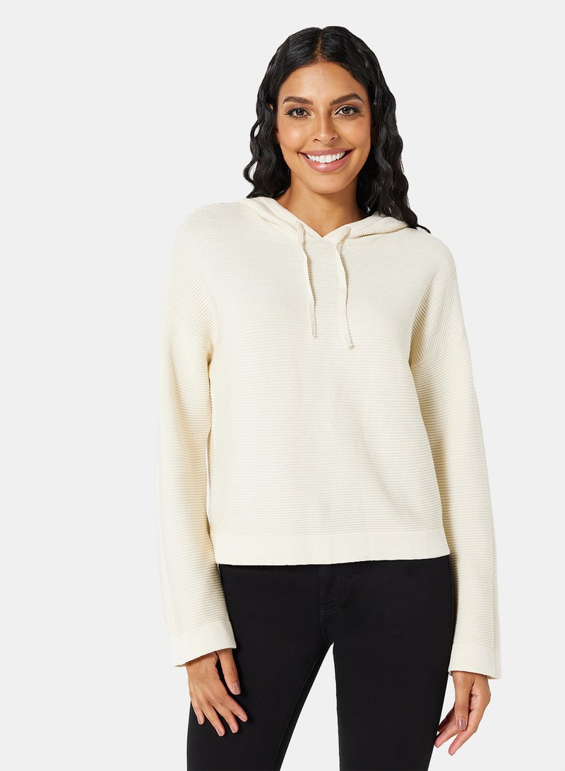 VERO MODA Organic Cotton Hoodie Neck Sweater Beige  - Image 1