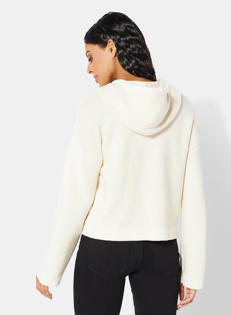 VERO MODA Organic Cotton Hoodie Neck Sweater Beige  - Image 2