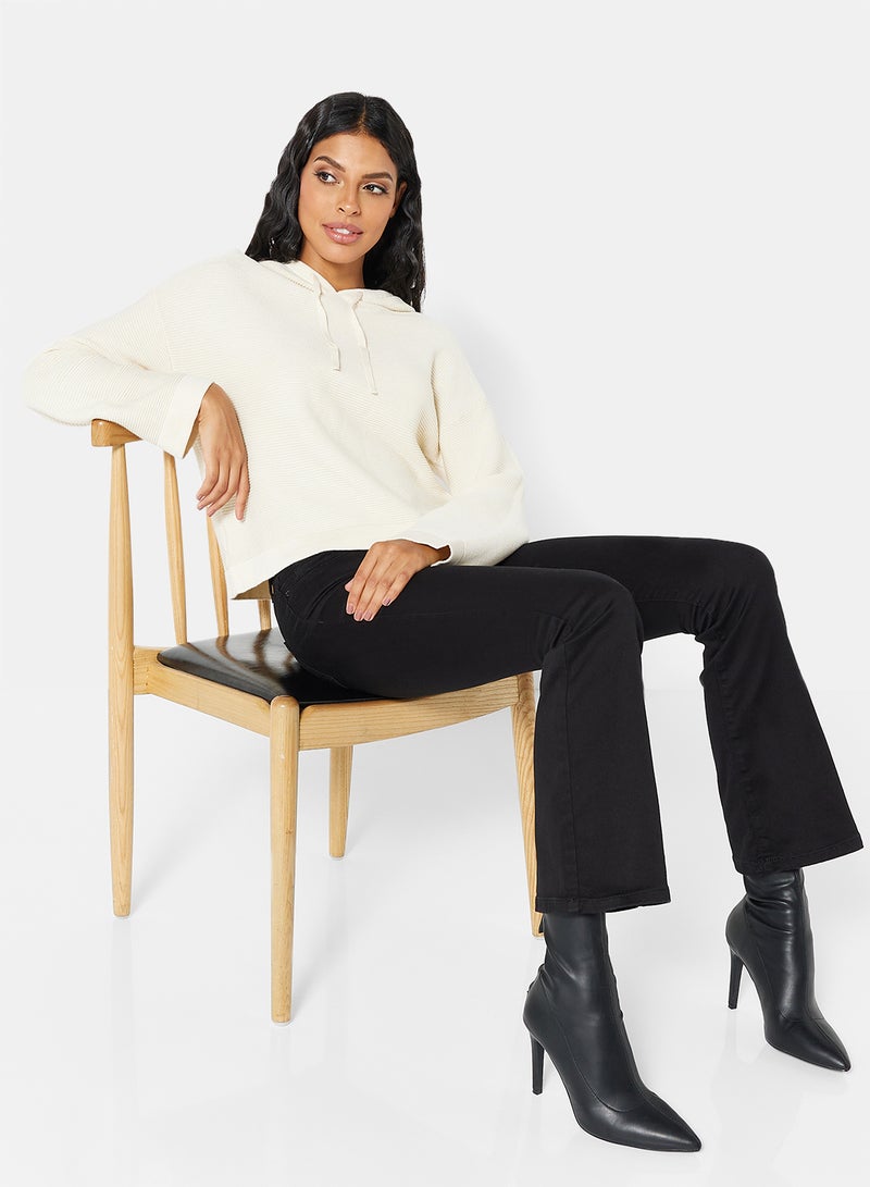 VERO MODA Organic Cotton Hoodie Neck Sweater Beige  - Image 4