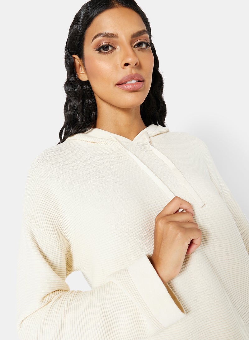 VERO MODA Organic Cotton Hoodie Neck Sweater Beige  - Image 3