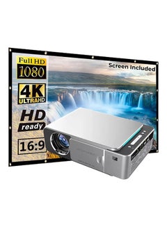 Wownect Android 3500 Lumens/Screen Size Upto 150 Inch For Small/Big Room Native Res 720P Download Apps Bluetooth Wifi Home Theater Portable With 100 Inch Projector PROJ-WO-32-AN_SCR-03 Silver  - Image 1