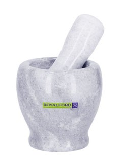 Royalford Marble Grinding Bowl Royalford RF7292, Comfortable Grip, Easy to Clean, Marble Build, Non-skid Base White Marble 1cm  - Image 1