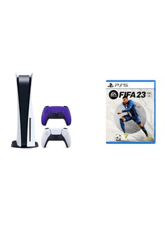 سوني بلايستيشن 5 + وحدة تحكم باللون الأرجواني الإضافي + لعبة FIFA 23 باللغة العربية PS5 