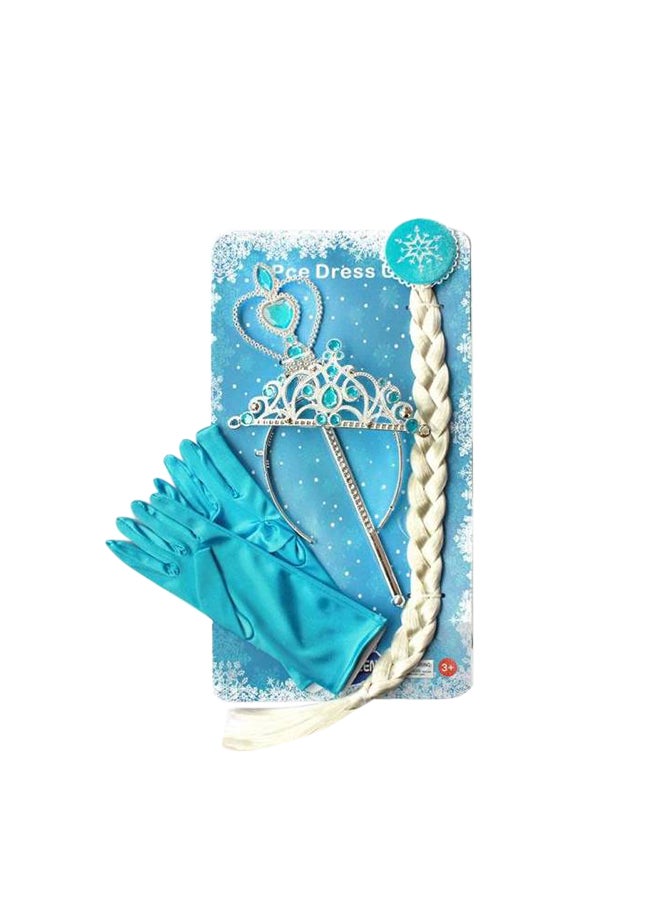 3-Piece Elsa Frozen Costume With Accessories Set Includes Crown, Gloves Etc 20 x 3 x 22cm  - Image 1