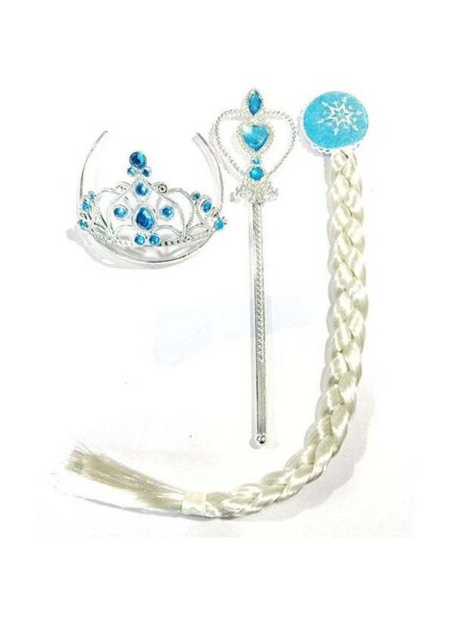 3-Piece Elsa Frozen Costume With Accessories Set Includes Crown, Gloves Etc 20 x 3 x 22cm  - Image 2