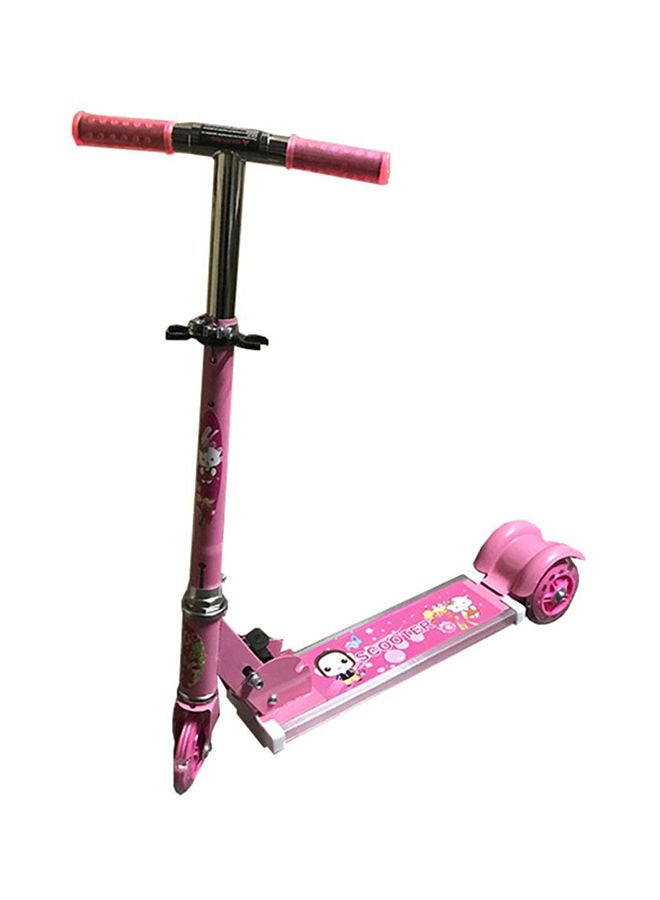 3-Wheel Folding And Adjustable Kick Scooter With Comfortable Grip Handles Pink 12x12x10cm  - Image 1