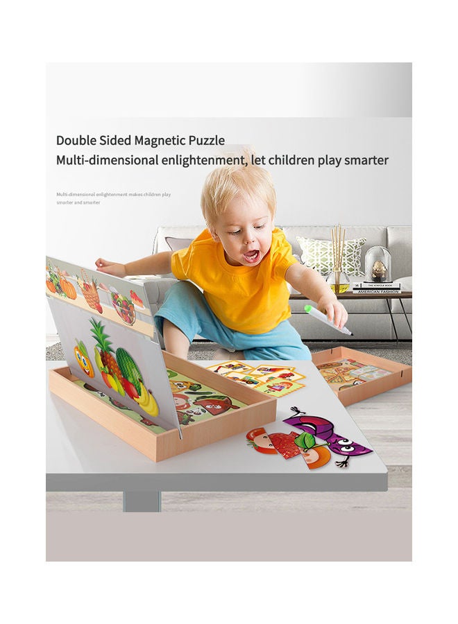 كيدل لعبة أحجية مغناطيسية خشبية تعليمية مونتيسوري للأطفال وحديثي المشي مزدوجة الجهات وبحامل خشبي للتقديم كهدية للأطفال الأولاد والبنات (تصميم التعليم الرقمي المبكر) 26*4*19سم - Image 2