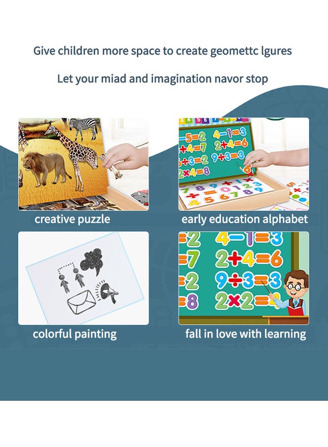 كيدل لعبة أحجية مغناطيسية خشبية تعليمية مونتيسوري للأطفال وحديثي المشي مزدوجة الجهات وبحامل خشبي للتقديم كهدية للأطفال الأولاد والبنات (تصميم التعليم الرقمي المبكر) 26*4*19سم - Image 3