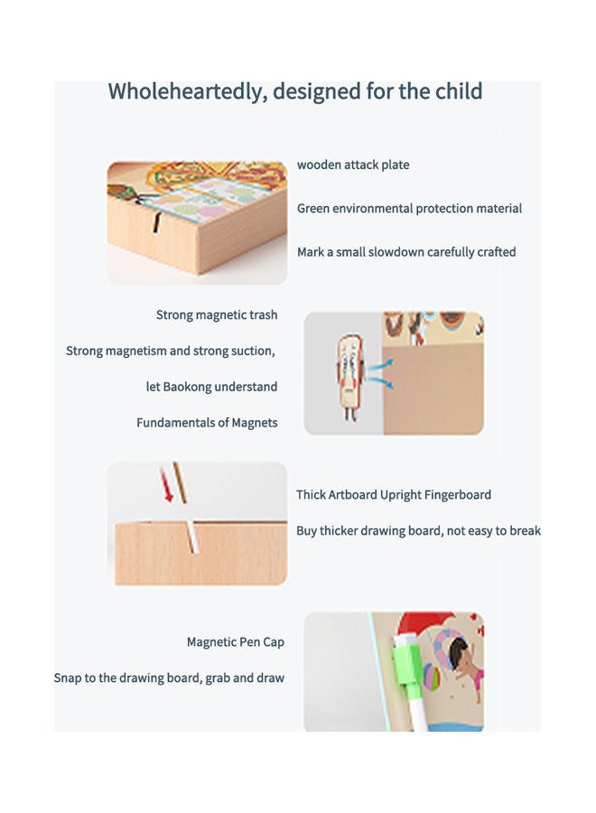 كيدل لعبة أحجية مغناطيسية خشبية تعليمية مونتيسوري للأطفال وحديثي المشي مزدوجة الجهات وبحامل خشبي للتقديم كهدية للأطفال الأولاد والبنات (تصميم التعليم الرقمي المبكر) 26*4*19سم - Image 4