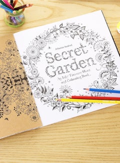 Generic Secret Garden: An Inky Treasure Hunt And Colouring Book,25X25 cm,96 Sheets White/Black/Yellow  - Image 3