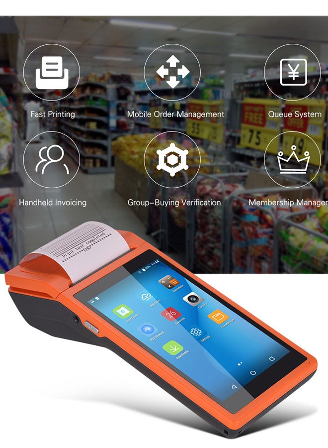 Generic - Handheld PDA POS Terminal Wireless Receipt Printer 21.5x8.6x5.3cm Orange - Image 1