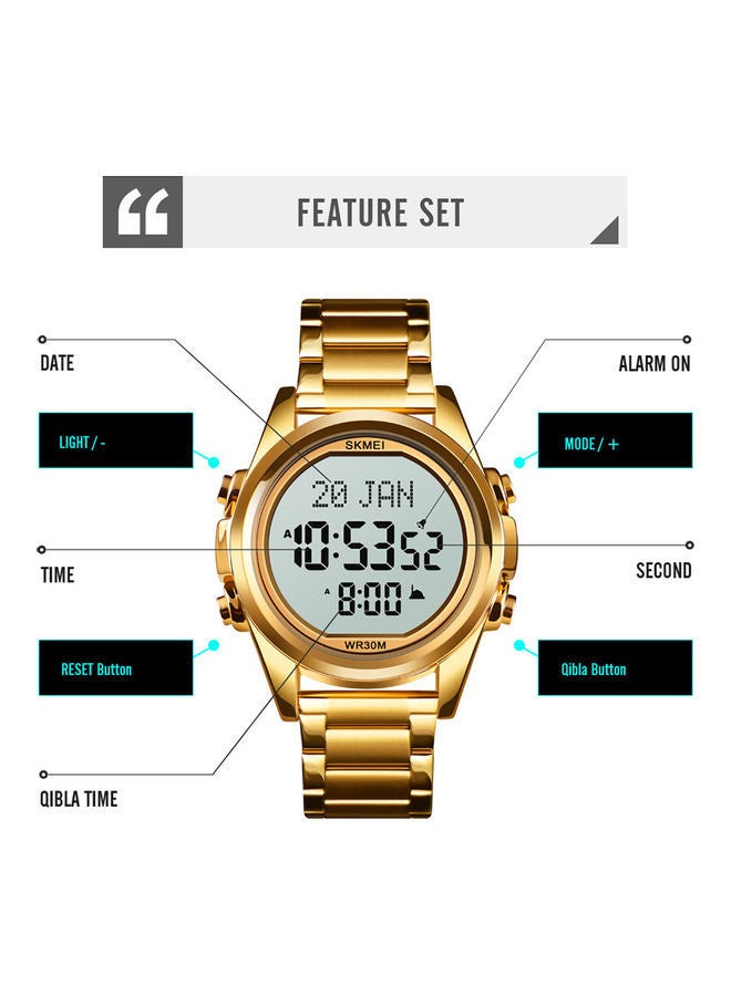 SKMEI - Men's Alloy Digital Watch J4610G-B - 35 mm - Gold - Image 1