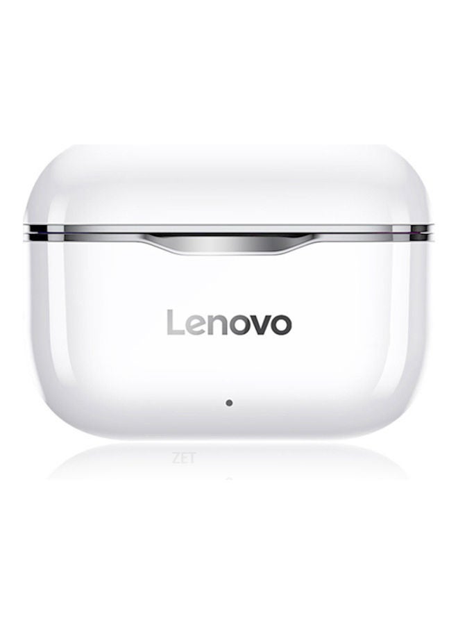 Lenovo - LP1 TWS Earbuds True Wireless BT Headphone In-Ear Sports IPX4 Waterproof With Touch Control White/Grey - Image 1