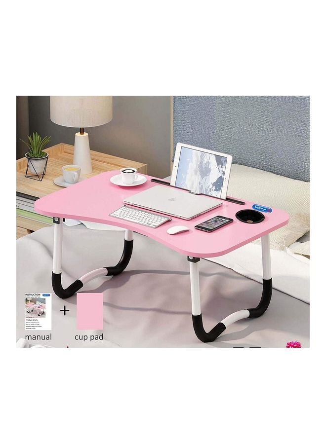 Generic Portable Folding Laptop Table With iPad And Cup Holder Pink 28x60x40cm  - Image 2