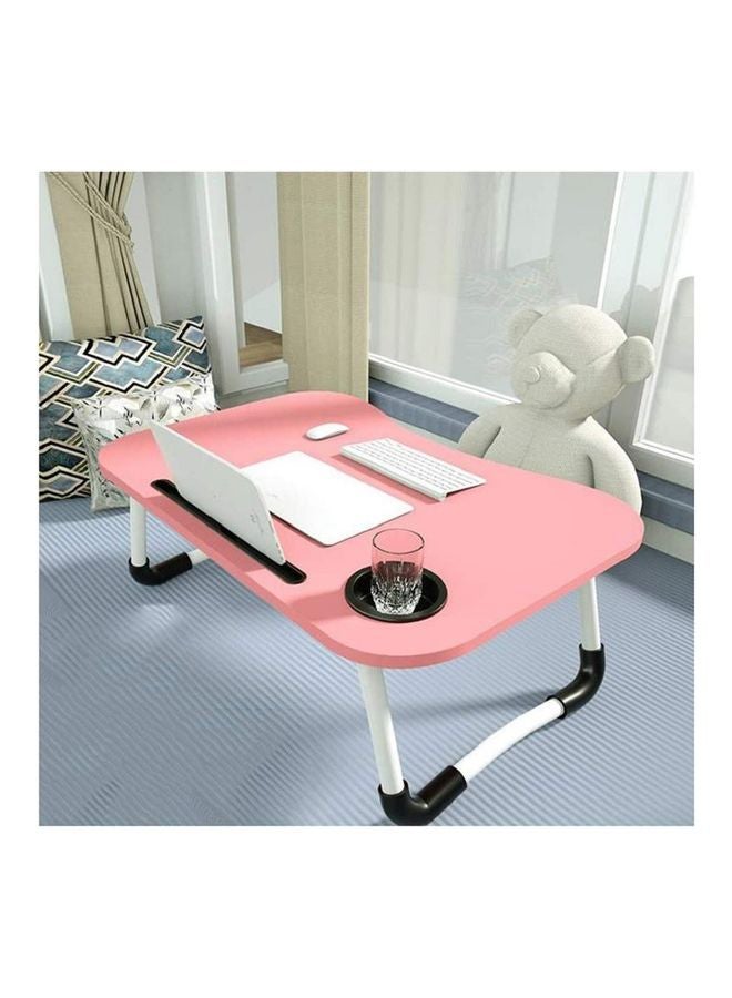 Generic Portable Folding Laptop Table With iPad And Cup Holder Pink 28x60x40cm  - Image 3