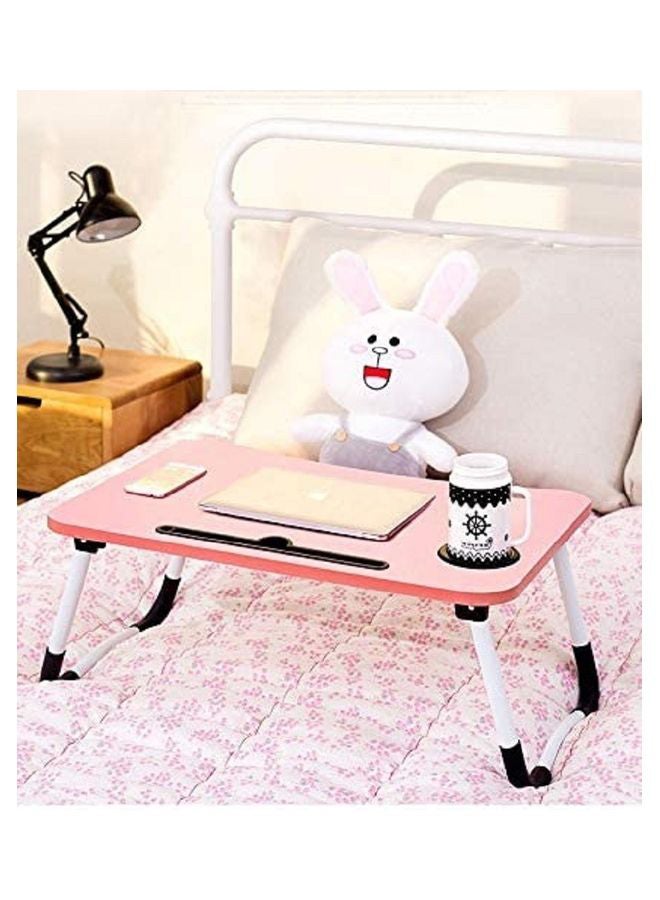 Generic Portable Folding Laptop Table With iPad And Cup Holder Pink 28x60x40cm  - Image 5