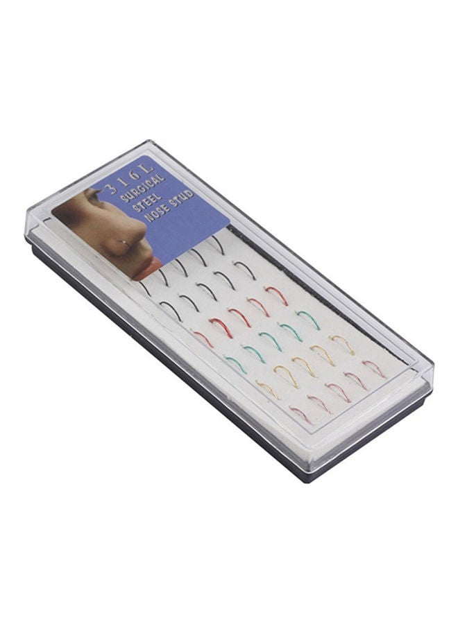 Generic - 40Pcs Mixed Color Stainless Steel Nose Studs Hoops Body Piercing Rings - Image 1