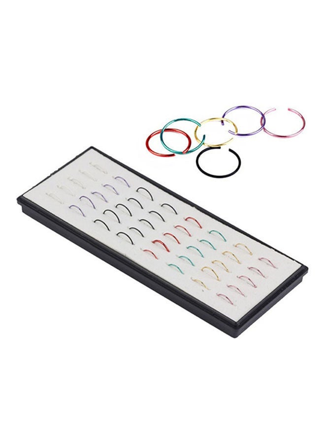 Generic - 40Pcs Mixed Color Stainless Steel Nose Studs Hoops Body Piercing Rings - Image 1