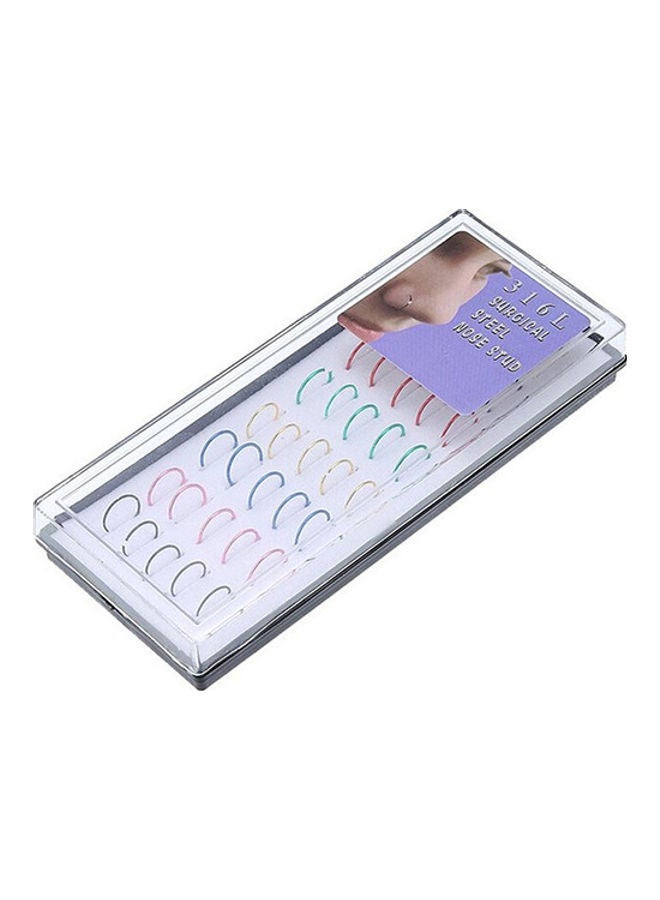 Generic - 40Pcs Mixed Color Stainless Steel Nose Studs Hoops Body Piercing Rings - Image 1