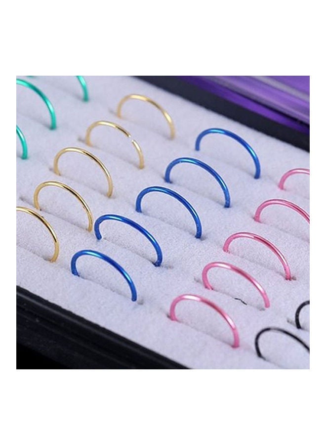 Generic - 40Pcs Mixed Color Stainless Steel Nose Studs Hoops Body Piercing Rings - Image 1