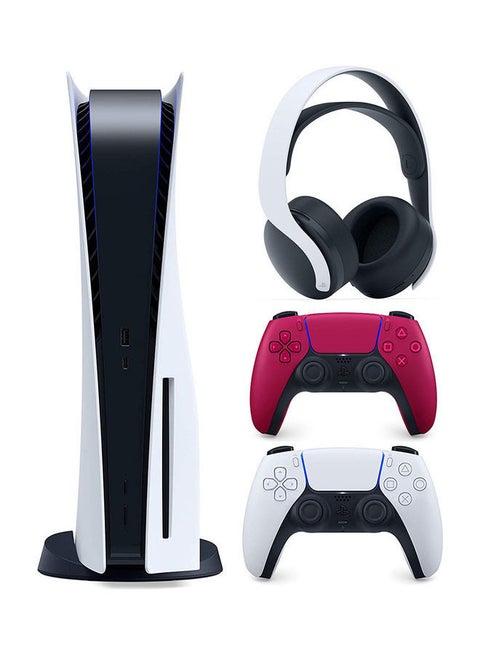 PlayStation 5 CD Edition Console + Cosmic Red DualSense Wireless Controller + 3D Wireless Gaming Headset For PlayStation 5