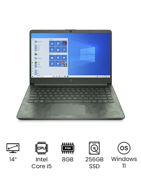 Notebook 14-DQ2088WM Laptop With 14 Inch HD Display, Intel 11th Gen Core i5-1135G7/ 8GB RAM/ 256GB SSD/ Iris X VGA/ Windows 11/ /International Version English Aspen Green