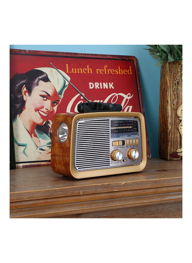 Portable Retro FM/AM/SW 3 Band With Mp3 Player And Bluetooth Radio YS-3188BT Multicolour - Image 2