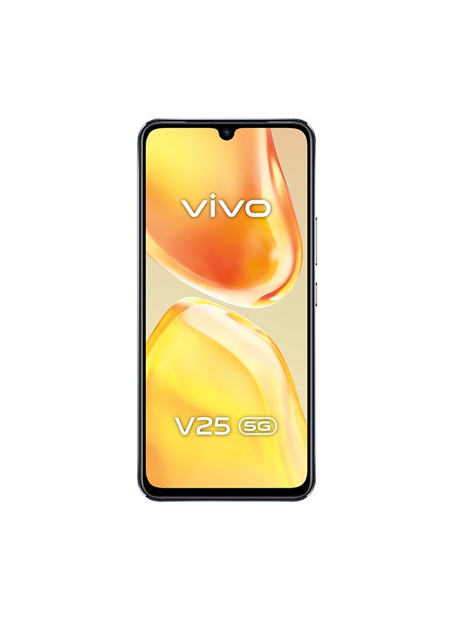 فيفو - هاتف V25 ثنائي الشريحة بذاكرة رام سعة 8 جيجابايت وذاكرة داخلية سعة 128 جيجابايت ويدعم تقنية 5G بلون أسود ماسي - إصدار الشرق الأوسط - Image 1