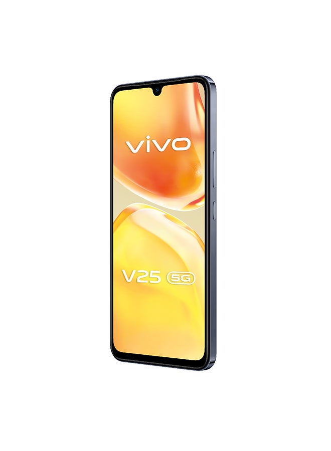 فيفو - هاتف V25 ثنائي الشريحة بذاكرة رام سعة 8 جيجابايت وذاكرة داخلية سعة 128 جيجابايت ويدعم تقنية 5G بلون أسود ماسي - إصدار الشرق الأوسط - Image 1
