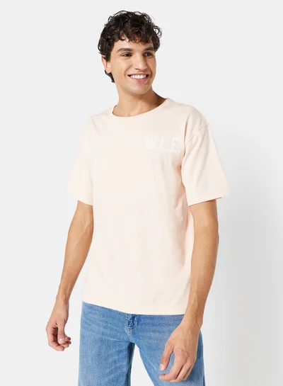 Sivvi x D'Atelier Eco-Friendly Logo Oversized Crew T-Shirt Peach