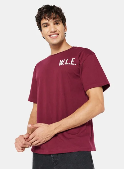 Sivvi x D'Atelier Eco-Friendly Logo Oversized Crew T-Shirt Maroon