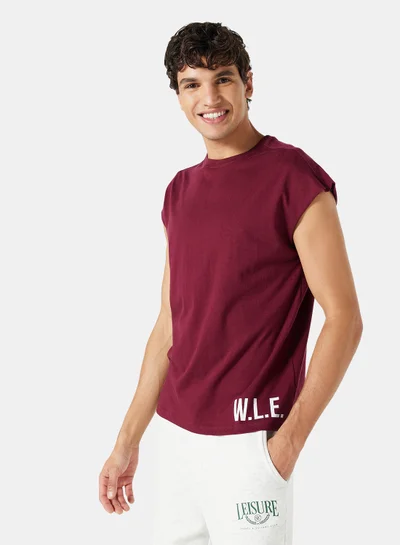 Sivvi x D'Atelier Eco-Friendly Logo Cap Sleeve T-Shirt Maroon