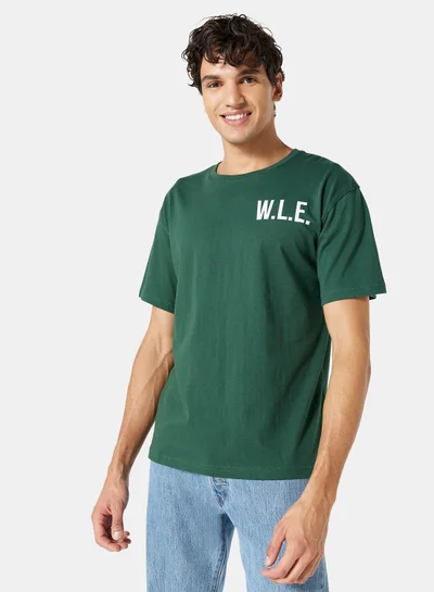 Sivvi x D'Atelier Eco-Friendly Logo Oversized Crew T-Shirt Dark Green