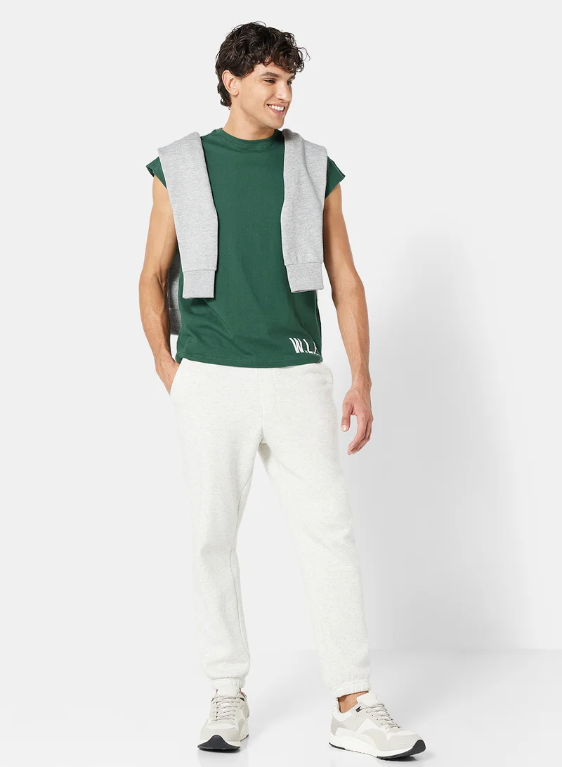 Sivvi x D'Atelier Eco-Friendly Logo Cap Sleeve T-Shirt Dark Green